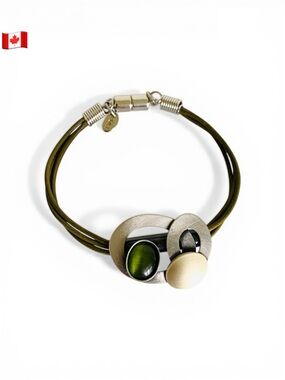 Christophe Poly artisan metal and leather bracelet